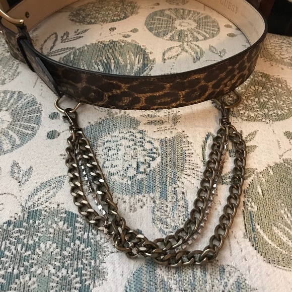 Guess Leopard Belt with Chain Drop — size Large, leather - Picture 7 of 7